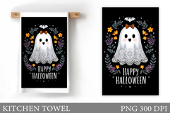 Cute Ghost Kitchen Towel. Cute Halloween Kitchen Towel Product Image 1