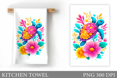 Turtle Kitchen Towel Design. Sea Kitchen Towel Sublimation Product Image 1