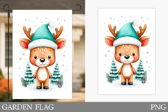 Cute Deer Garden Flag. Christmas Garden Flag Sublimation Product Image 1