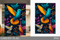 Hummingbird Garden Flag. Bird Garden Flag Sublimation Product Image 1