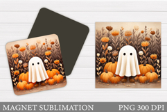 Cute Ghost Magnet Design. Halloween Magnet Sublimation Product Image 1