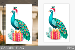 Christmas Peacock Garden Flag. Christmas Garden Flag Design Product Image 1
