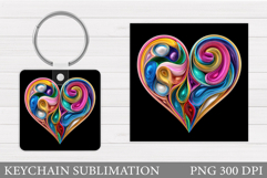 Heart Keychain Design. Valentine Keychain Sublimation Product Image 1
