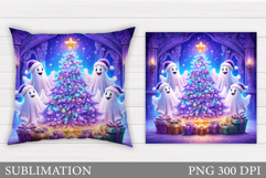 Christmas Ghost Pillow Design. Christmas Pillow Sublimation Product Image 1