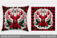 Reindeer Pillow Design. Christmas Pillow Sublimation Product Image 1
