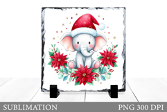 Cute Elephant Sublimation. Christmas Elephant Slate Design Product Image 1