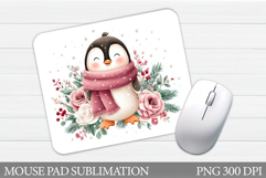 Cute Penguin Mouse Pad. Christmas Penguin Mouse Pad Design Product Image 1