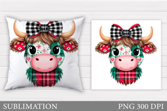 Christmas Cow Pillow Design. Christmas Pillow Sublimation Product Image 1