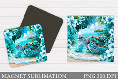 Turtle Magnet Design. Sea Turtle Magnet Sublimation Product Image 1