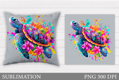 Sea Turtle Pillow Design. Sea Turtle Sublimation Product Image 1