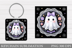 Cute Ghost Keychain Design. Cute Halloween Keychain Product Image 1