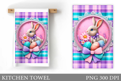 Easter Bunny Kitchen Towel. Bunny Kitchen Towel Sublimation Product Image 1