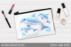 Dolphin Makeup Bag Design. Dolphin Cosmetics Bag Sublimation Product Image 1