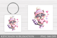 Valentines Raccoon Keychain. Valentines Keychain Design Product Image 1