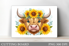 Cute Cow Cutting Board Design. Cow Flowers Cutting Board Product Image 1