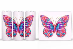Butterfly Tumbler Sublimation. Flowers Tumbler Design Product Image 2