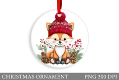 Cute Fox Christmas Ornament. Christmas Ornament Sublimation Product Image 1