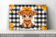 Highland Cow Cutting Board. Fall Cow Cutting Board Design Product Image 1