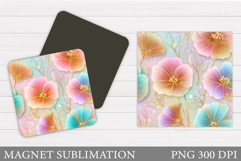 Flowers Magnet Sublimation. Floral Magnet Design Product Image 1