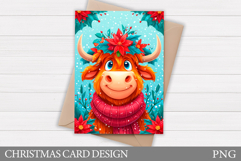 Christmas Cow Card Printable. Christmas Card Design Product Image 1