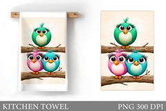 Funny Bird Kitchen Towel Design. Cute Bird Sublimation Product Image 1