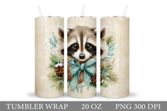 Christmas Raccoon Tumbler. Christmas Tumbler Sublimation Product Image 1