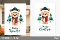 Christmas Bear Garden Flag. Christmas Garden Flag Design Product Image 1