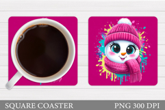 Snowman Coaster Design. Christmas Coaster Sublimation Product Image 1