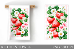 Strawberry Kitchen Towel. Flowers Kitchen Towel Design Product Image 1