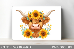 Cute Cow Cutting Board Design. Cow Flowers Cutting Board Product Image 1