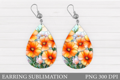 Flowers Earring Design. Floral Earring Sublimation Product Image 1