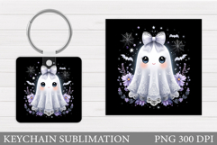 Halloween Keychain Sublimation. Ghost Keychain Design Product Image 1