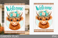 Highland Cow Garden Flag. Cute Cow Garden Flag Design Product Image 1