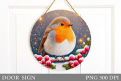 Christmas Bird Door Sign. Christmas Door Sign Sublimation Product Image 1