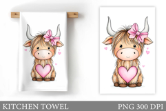Valentines Cow Kitchen Towel. Valentine Kitchen Towel Design Product Image 1