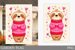 Valentines Sloth Garden Flag. Valentines Garden Flag Design Product Image 1