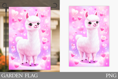 Valentines Lama Garden Flag. Valentines Garden Flag Design Product Image 1