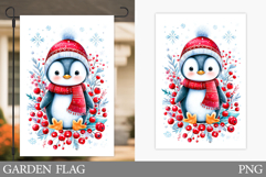 Penguin Garden Flag. Christmas Garden Flag Sublimation Product Image 1