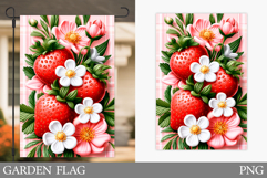 Strawberry Garden Flag Design. Summer Garden Flag Product Image 1