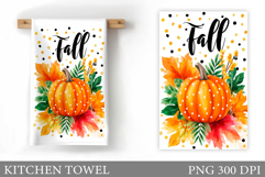 Fall Pumpkin Kitchen Towel. Fall Kitchen Towel Sublimation Product Image 1