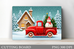 Cute Snowman Cutting Board. Winter Cutting Board Sublimation Product Image 1