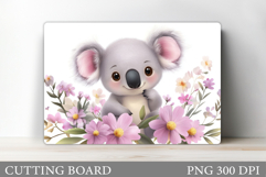 Cute Koala Cutting Board. Koala Flowers Cutting Board Design Product Image 1