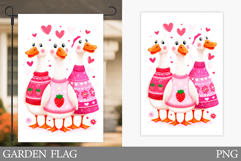 Valentines Goose Garden Flag. Valentines Garden Flag Design Product Image 1