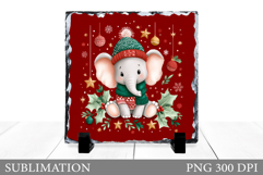 Cute Elephant Sublimation. Christmas Elephant Slate Design Product Image 1