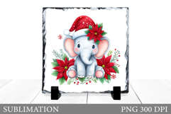 Cute Elephant Sublimation. Christmas Elephant Slate Design Product Image 1
