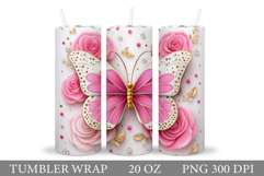 Butterfly Flowers Tumbler. Butterfly Tumbler Sublimation Product Image 1
