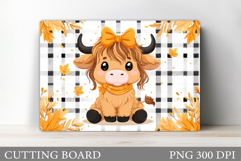 Highland Cow Cutting Board. Fall Cow Cutting Board Design Product Image 1