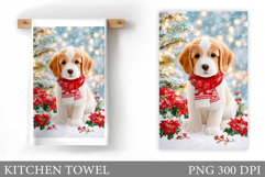 Christmas Dog Kitchen Towel. Christmas Kitchen Towel Design Product Image 1