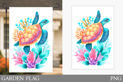 Cute Turtle Garden Flag Design. Sea Turtle Sublimation Product Image 1