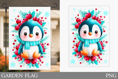 Penguin Garden Flag. Christmas Garden Flag Sublimation Product Image 1